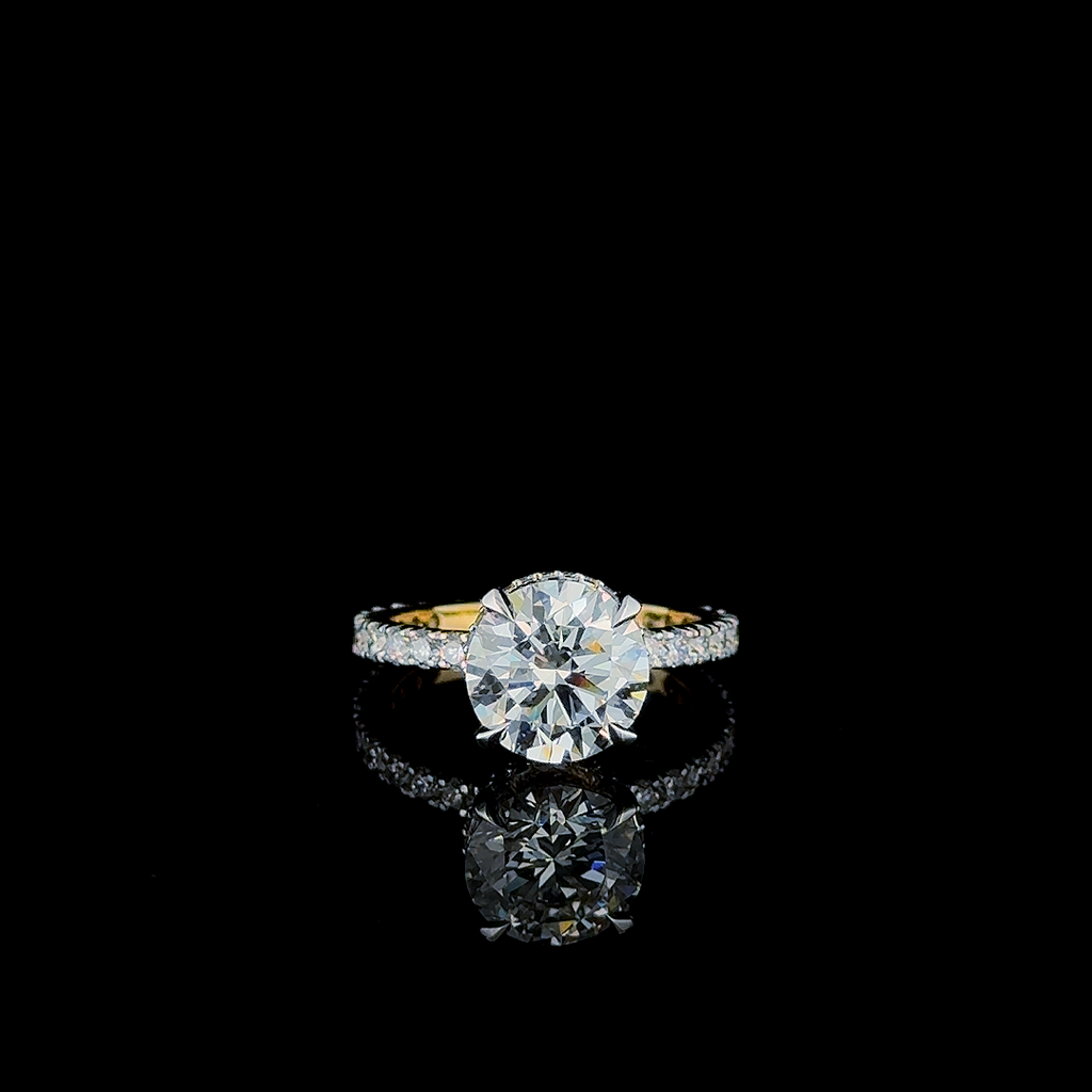 💎3.00ct Round E Colour VVS2 Diamond Ring with Halo & Side Stones