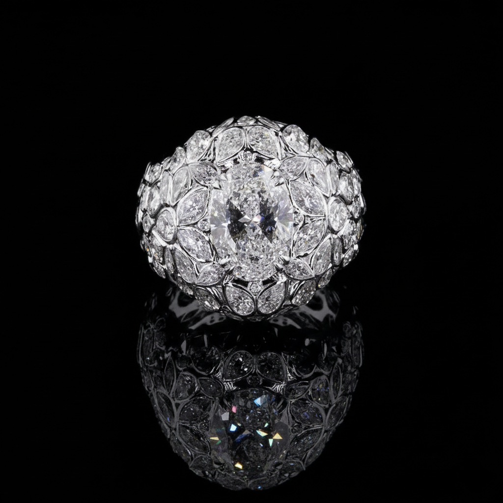 💎7.01ct Oval‑Cut Diamond Ring — 14K Gold with 17.54ct Side Diamonds