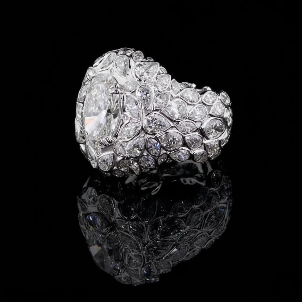 💎7.01ct Oval‑Cut Diamond Ring — 14K Gold with 17.54ct Side Diamonds