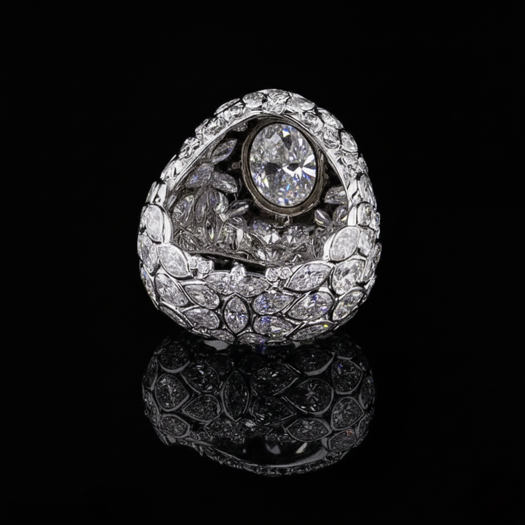 💎7.01ct Oval‑Cut Diamond Ring — 14K Gold with 17.54ct Side Diamonds