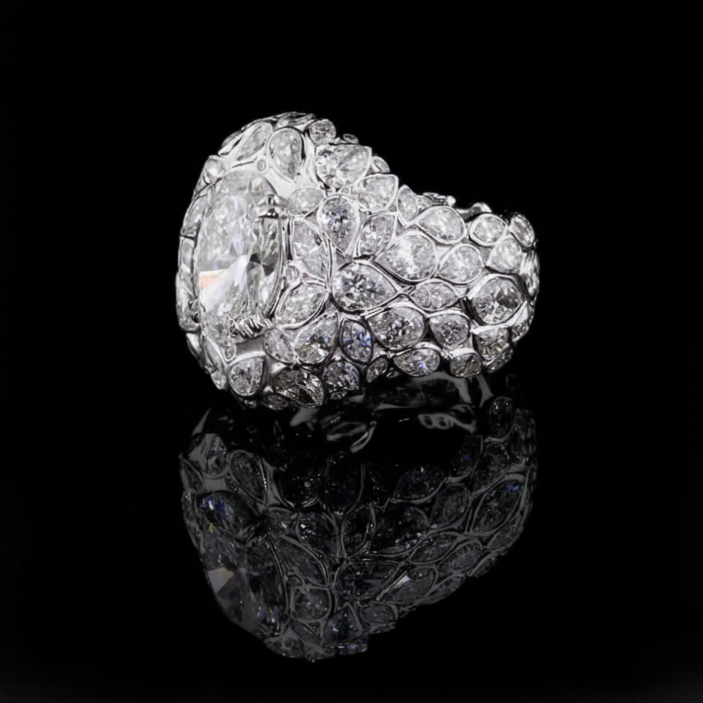💎7.01ct Oval‑Cut Diamond Ring — 14K Gold with 17.54ct Side Diamonds