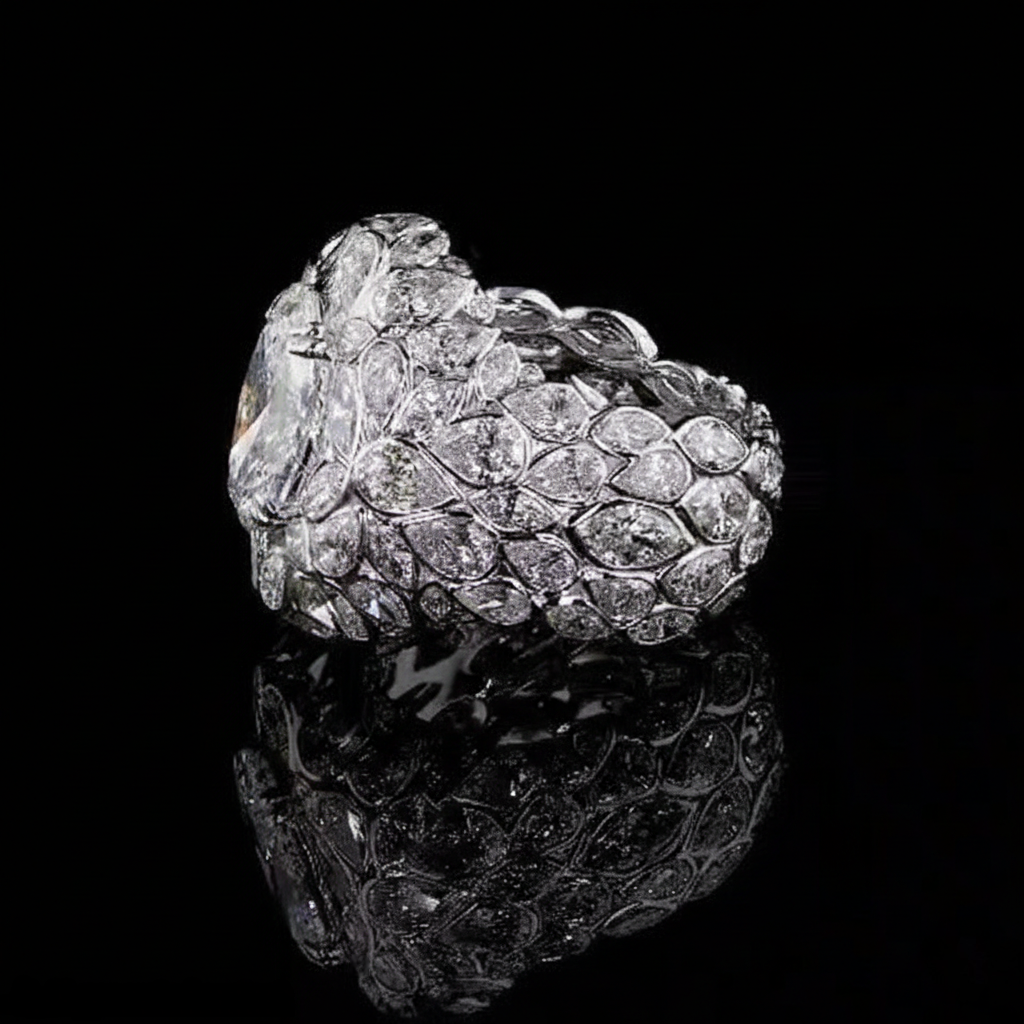 💎7.01ct Oval‑Cut Diamond Ring — 14K Gold with 17.54ct Side Diamonds