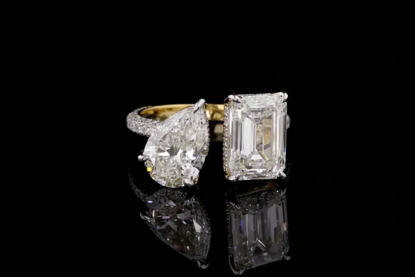 Dual-Stone Diamond Ring - Pear & Radiant Cut