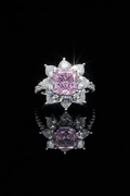 Luxury Pink Diamond Starburst Ring with Reflection