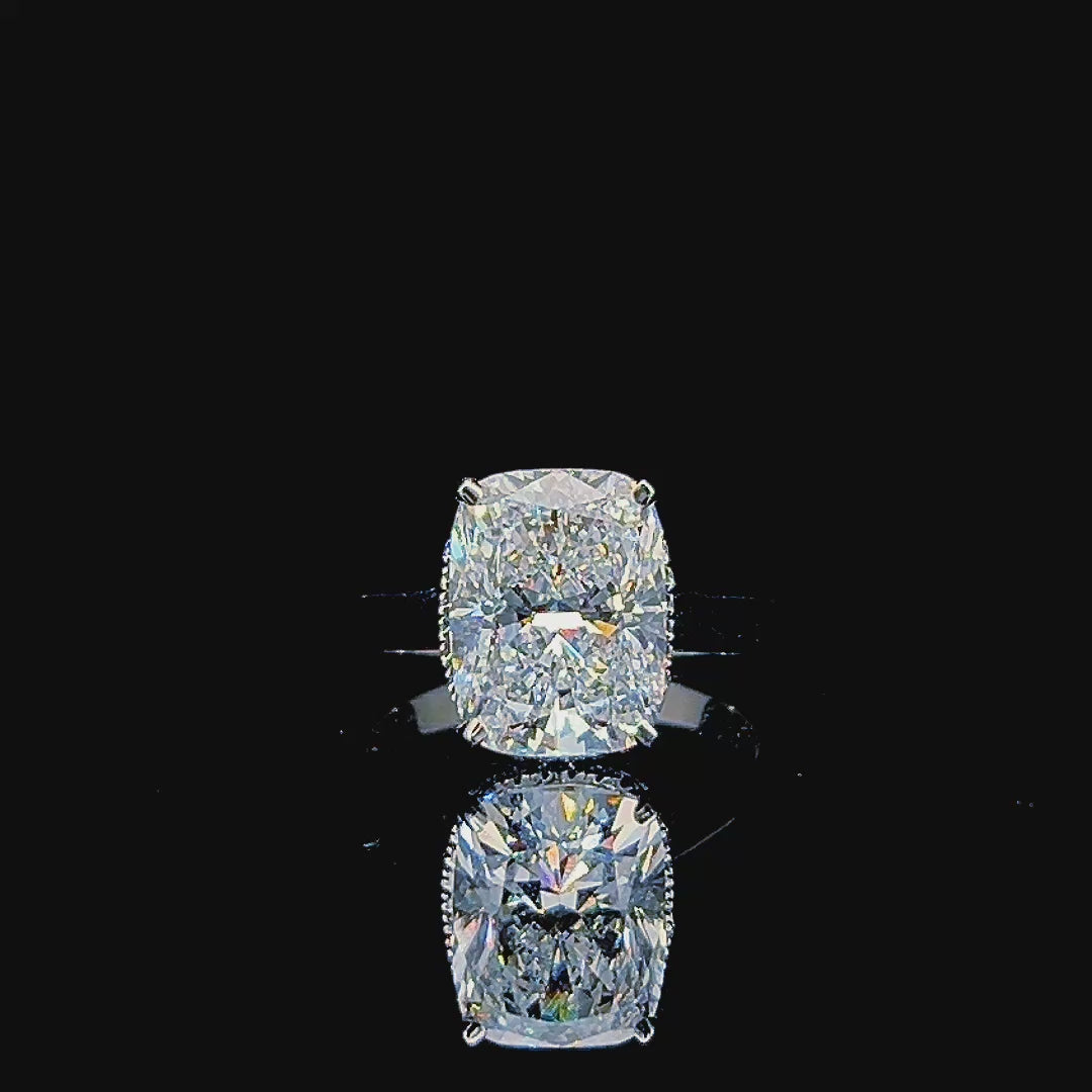 💎 4ct Cushion‑Cut Diamond Ring with Halo &amp; Side Stones