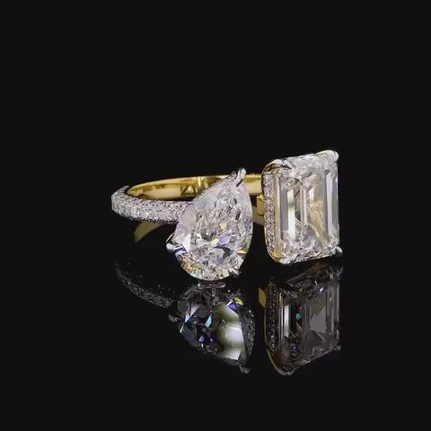 💎 Dual‑Stone Diamond Ring — Pear &amp; Radiant Cut