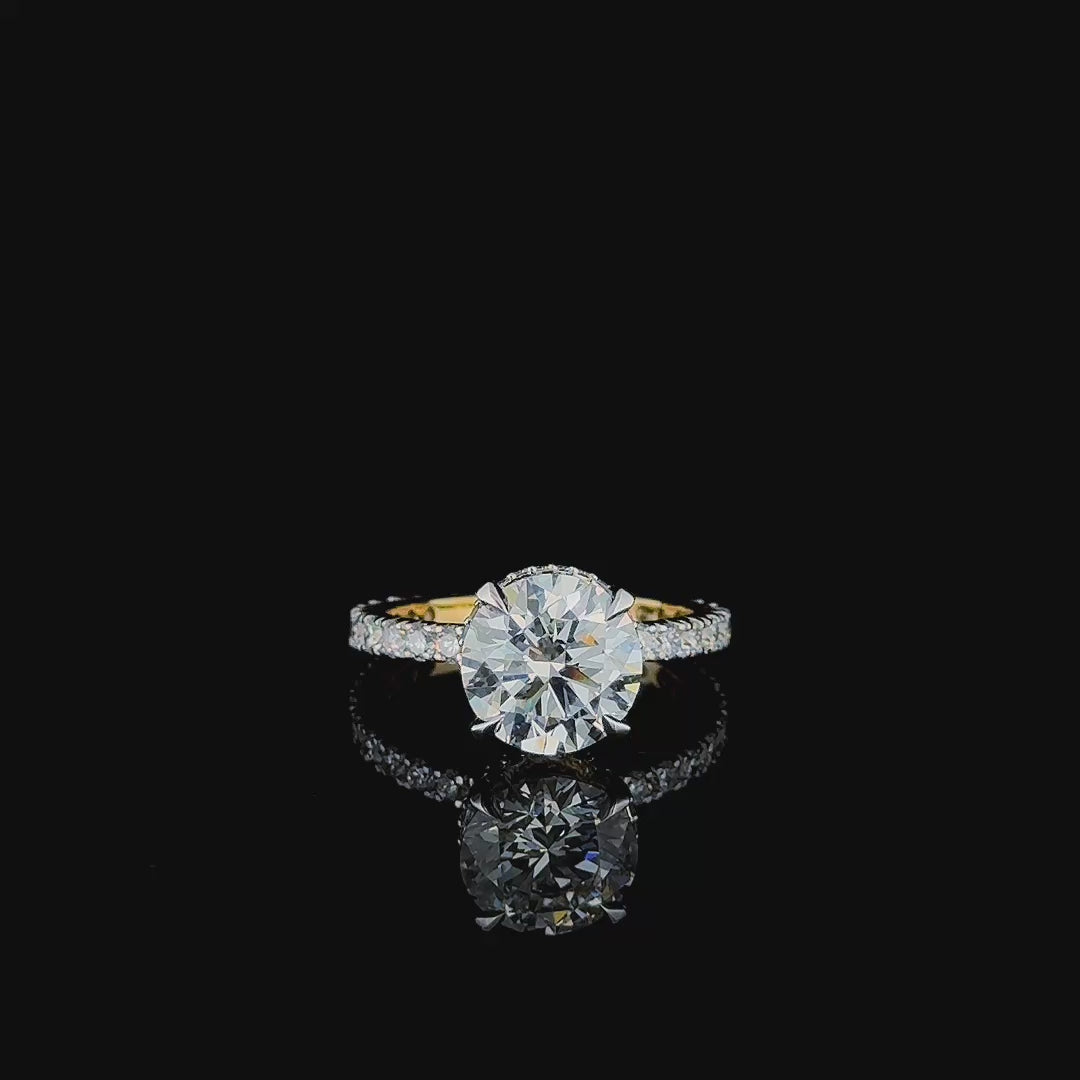 💎3.00ct Round E Colour VVS2 Diamond Ring with Halo & Side Stones